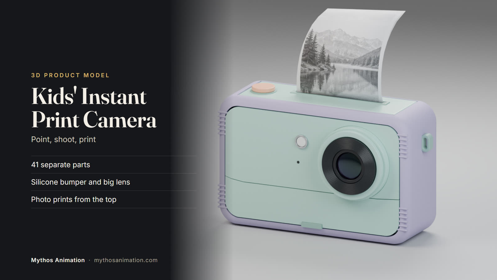 Kids' Instant Print Camera, 3D product model poster