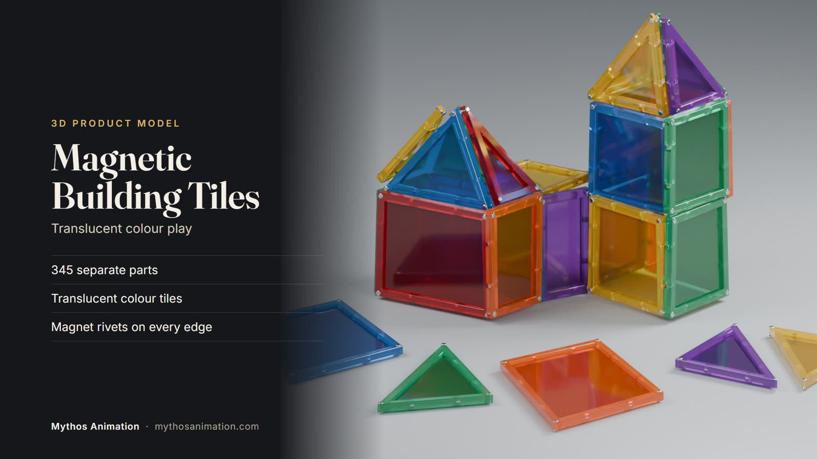 Magnetic Building Tiles, 3D product model poster