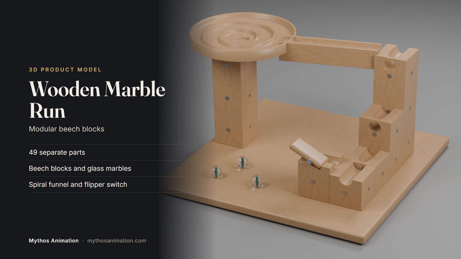 Wooden Marble Run, 3D product model poster